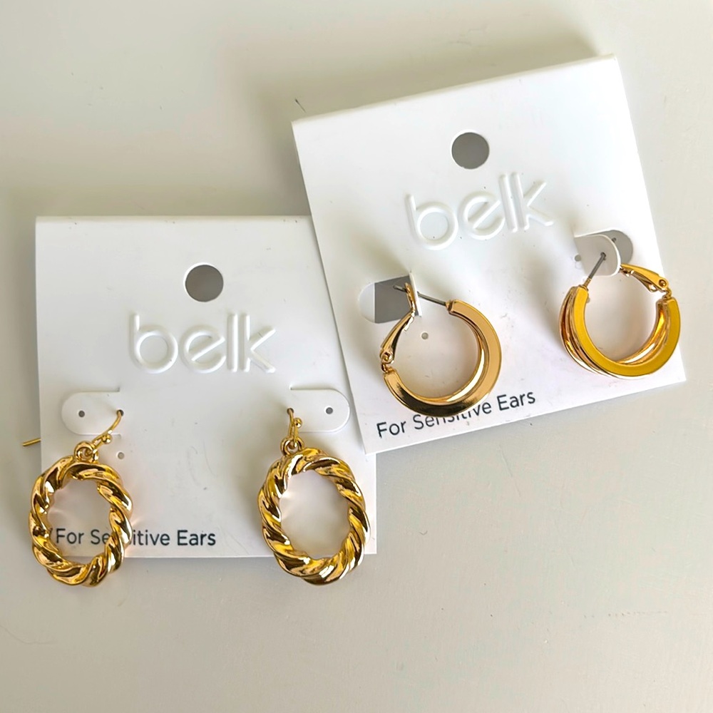 🧡 Belk bundle of 2 pairs gold tone earrings NWT!!! 🧡